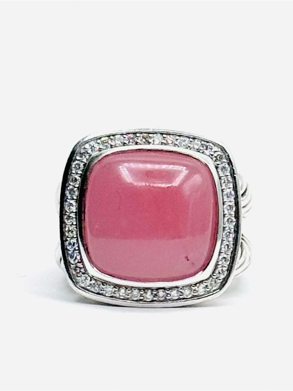 David Yurman Albion 14mm Guava Quartz Ring with Diamonds